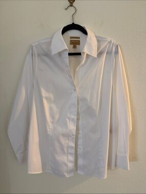 Classic White Button-Down Blouse - Tailored Women's Top